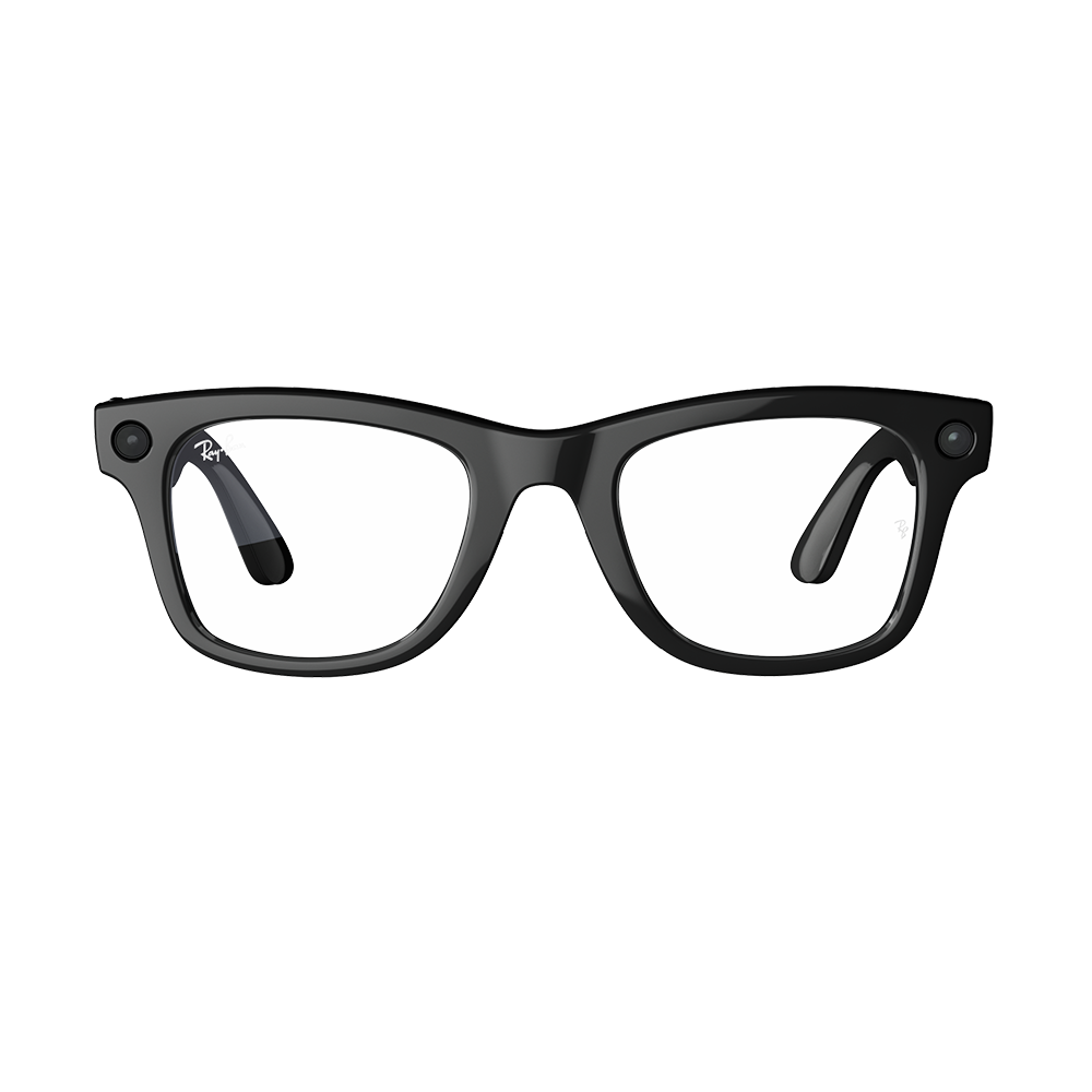 Ray-Ban Meta Wayfarer Glasses Clear Lenses Shiny Black – Three