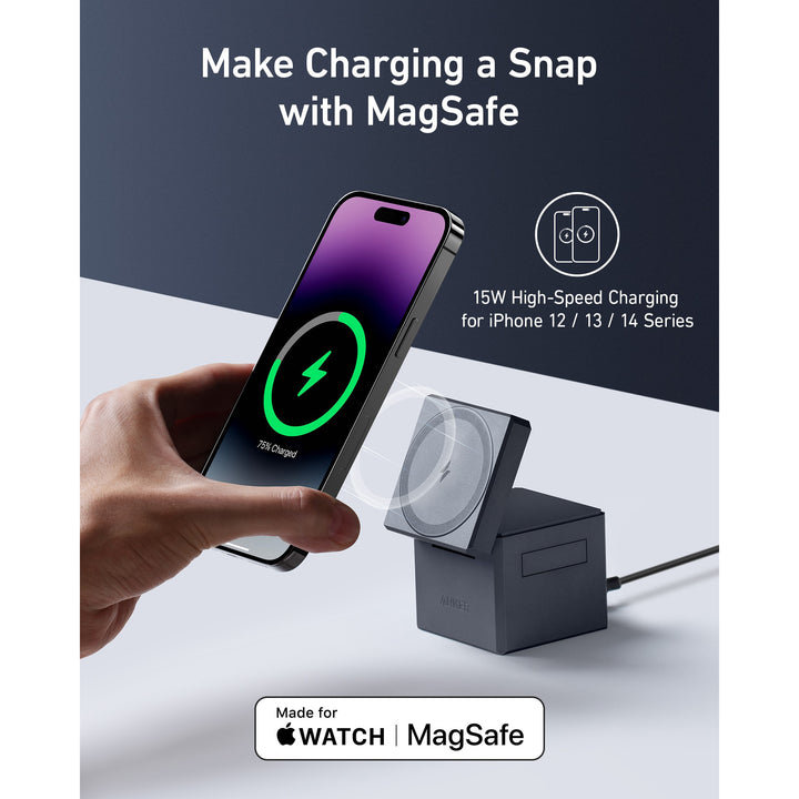 Anker MagGo 15W 3-in-1 Cube MagSafe Wireless Charger