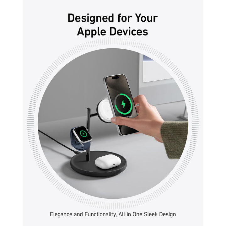Anker MagGo 15W 3-in-1 MagSafe Wireless Charging Stand