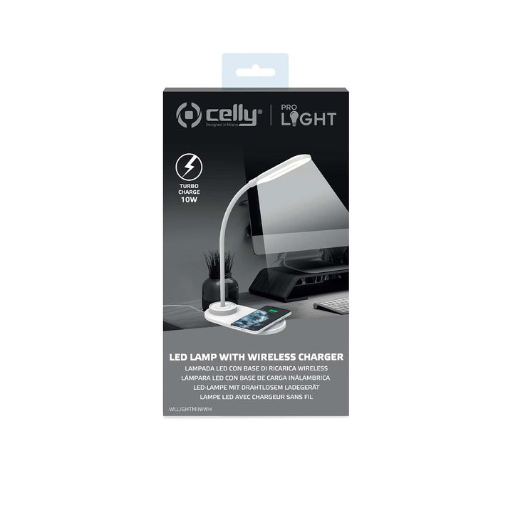 Celly LED Lamp with 10W Wireless Charger - White
