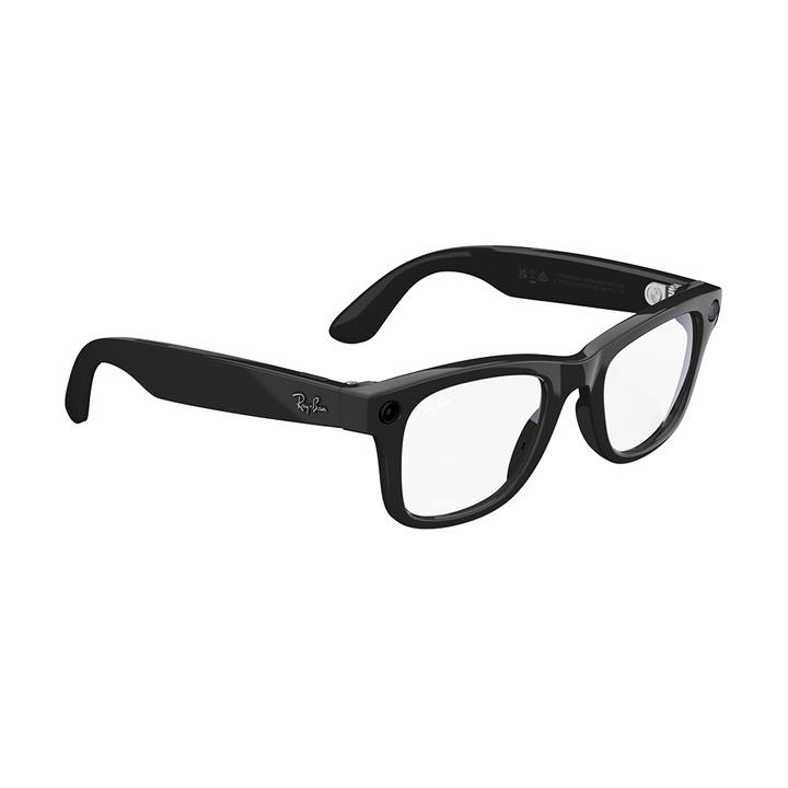 Ray-Ban Meta Wayfarer Glasses Clear Lenses Shiny Black