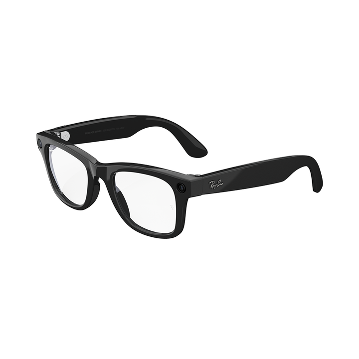 Ray-Ban Meta Wayfarer Glasses Clear Lenses Shiny Black