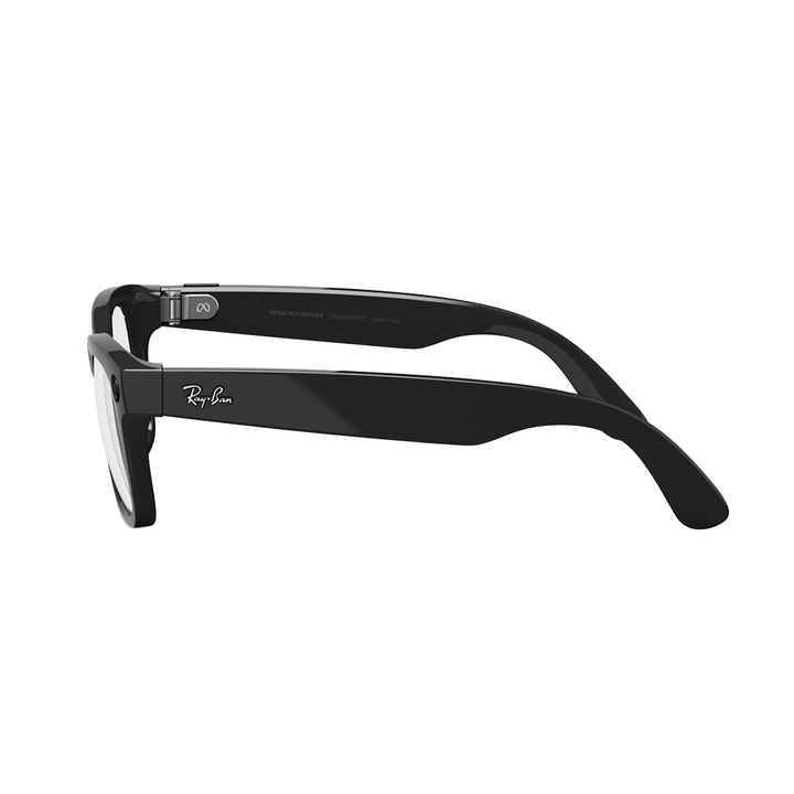Ray-Ban Meta Wayfarer Glasses Clear Lenses Shiny Black