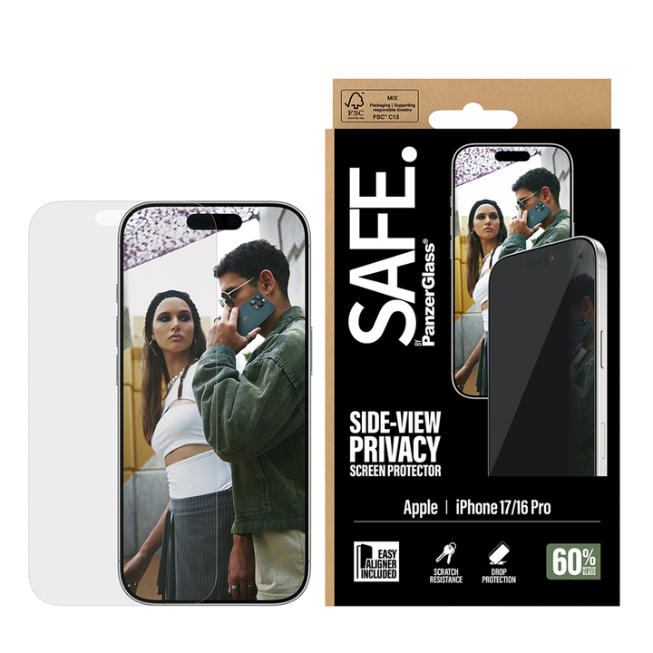 SAFE Privacy Glass for iPhone 17 and 16 Pro Ultra Wide Fit w/Aligner