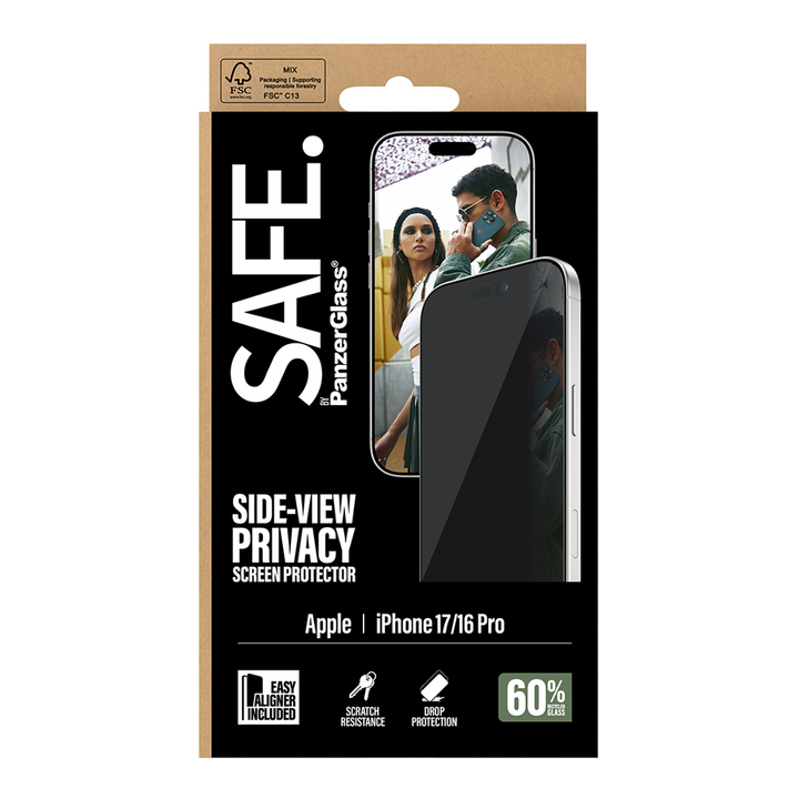 SAFE Privacy Glass for iPhone 17 and 16 Pro Ultra Wide Fit w/Aligner