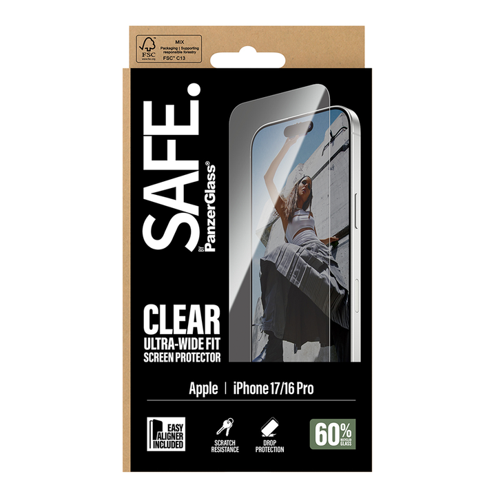 SAFE Glass for iPhone 17 and 16 Pro Ultra Wide Fit w/Aligner