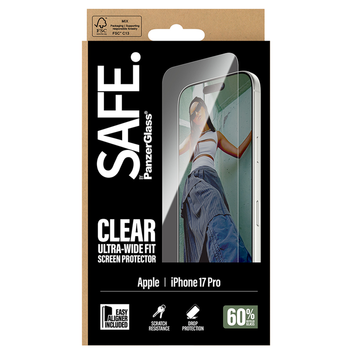 SAFE Glass for iPhone 17 Pro Ultra Wide Fit w/Aligner