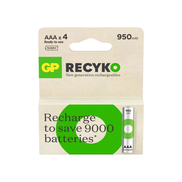 GP Recyko 950 AAA Batteries 4 Pack