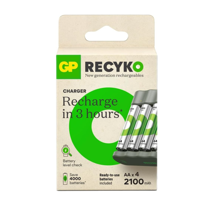 GP Recyko B441 USB Charger with 4 AA Rechargeable Batteries 2100 mAh