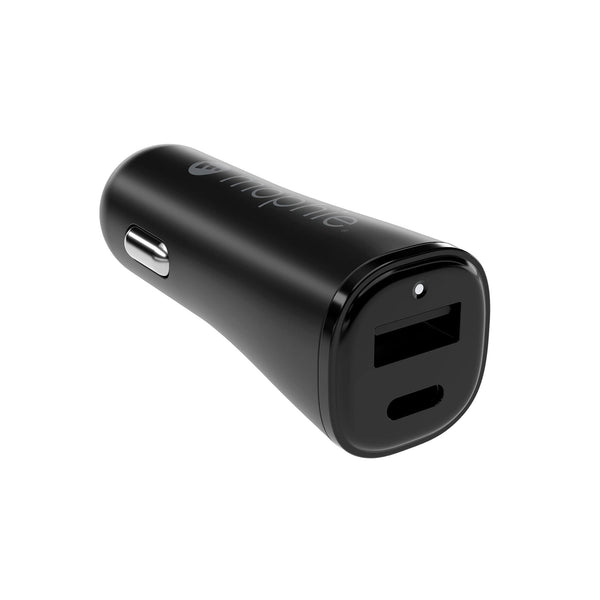 Mophie Essentials In Car Charger Dual USB-A and USB-C 12W - Black