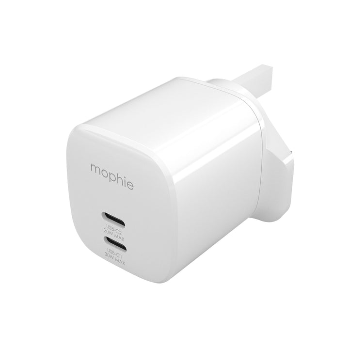 Mophie Essentials Power Adapter Dual USB-C PD 50W - White