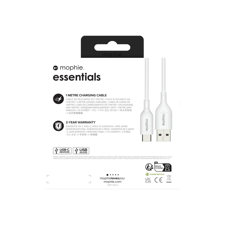 Mophie Essentials Cable USB-A to USB-C 1M White