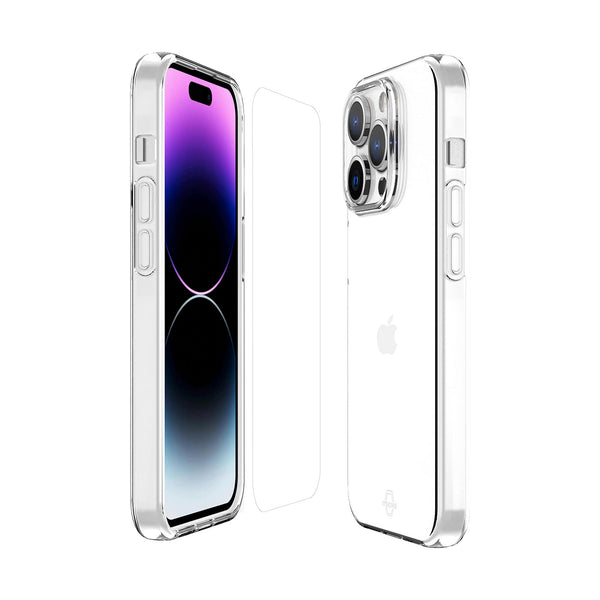 ORIGIN by ITSKINS // 360 - Apple iPhone 15 Pro Max Clear Case and Glass Screen Protector Bundle