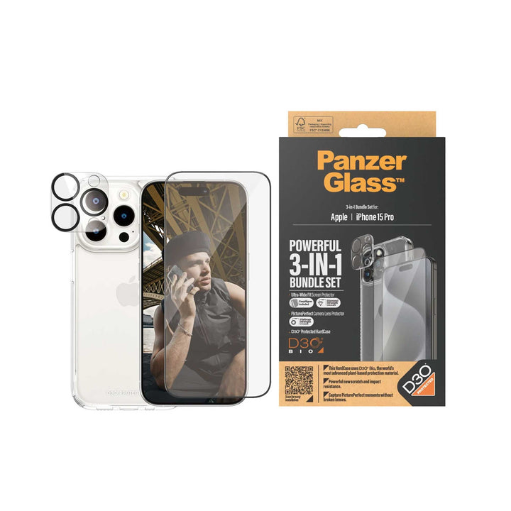 PanzerGlass™ iPhone 15 Pro 3-in-1 Bundle Pack