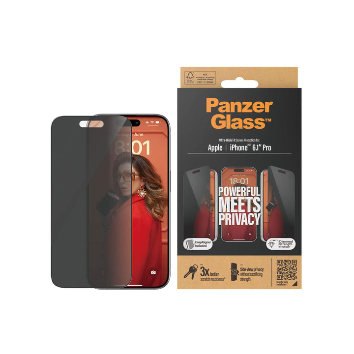 PanzerGlass™ iPhone 15 Pro Ultra-Wide Fit Privacy Screen Protector