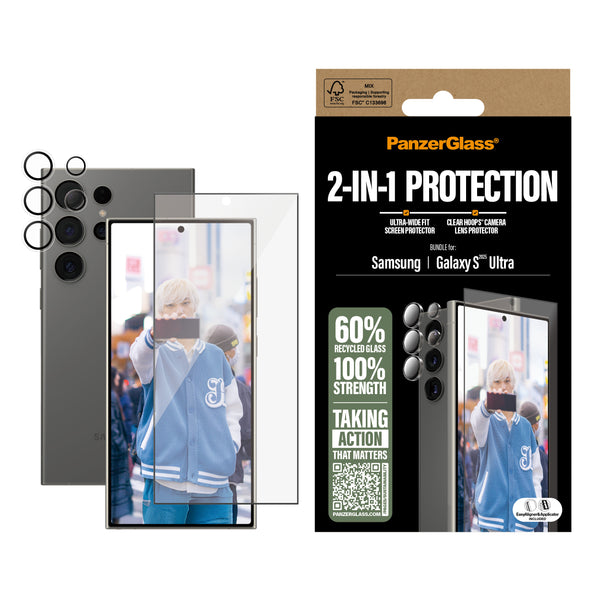 PanzerGlass™ 2-in-1 Bundle Screen Protector for Galaxy S25 Ultra