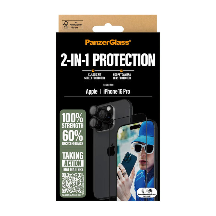 PanzerGlass™ iPhone 16 Pro Max Screen Protector 2-in-1 Bundle