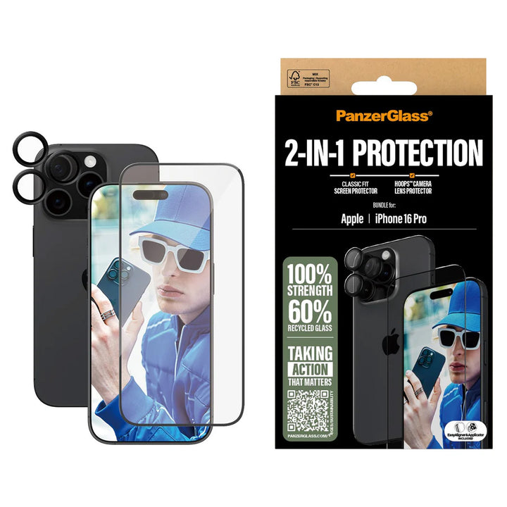 PanzerGlass™ iPhone 16 Pro Max Screen Protector 2-in-1 Bundle
