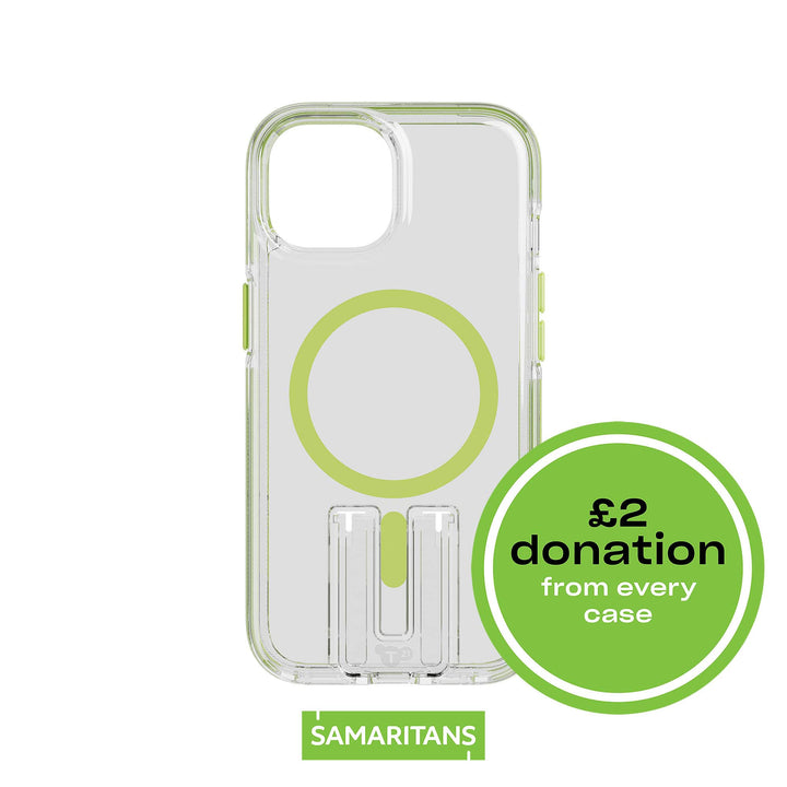 Tech21 iPhone 15 Evo Crystal Kick Case with MagSafe - Samaritans Lime